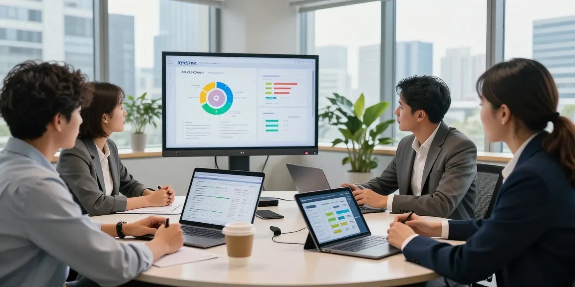 Team collaborating on IDXSTAR analytics in a modern office setting.