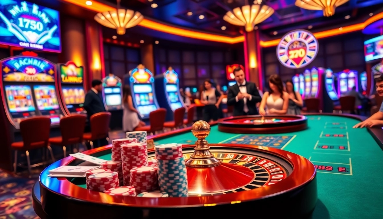Exciting gambling scene at 789BET showcasing poker chips, cards, and roulette.