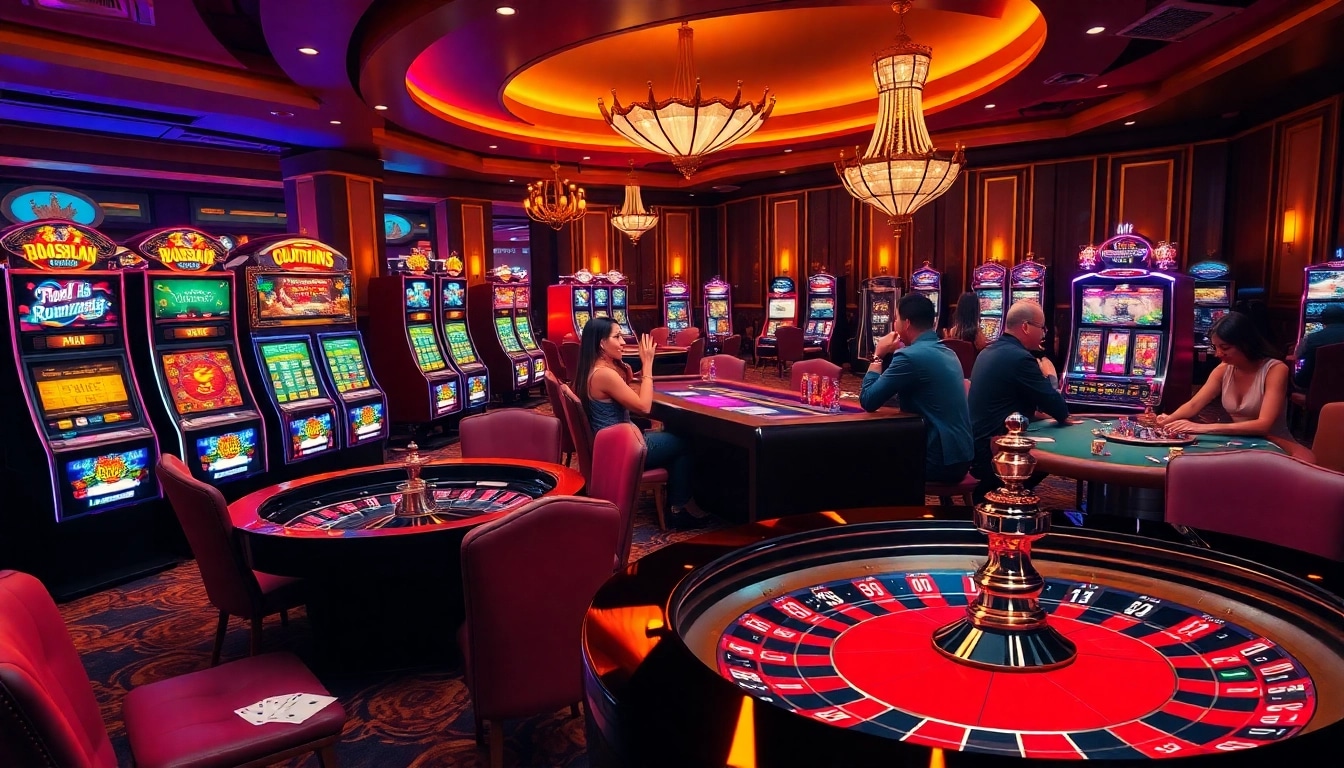 Experience thrilling gameplay with vibrant machines at https://tg88-vn.jpn.com/ casino, showcasing poker tables and roulette excitement.