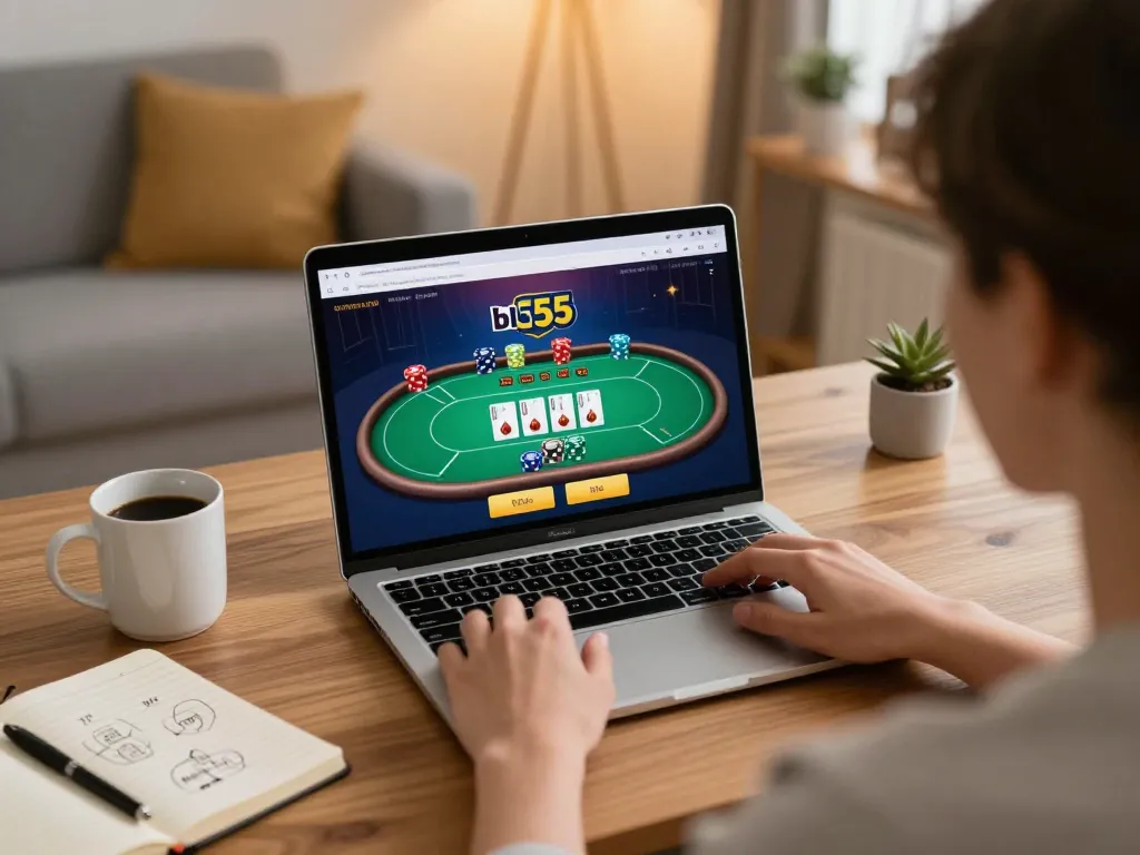 Player engaging with bl555 platform during an exciting online poker game