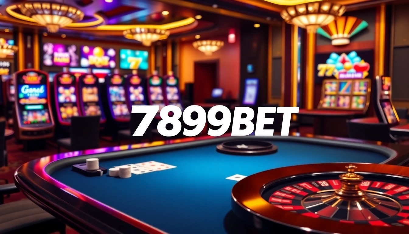 Experience high-stakes gaming at 789BET with a luxurious casino scene featuring poker and roulette.