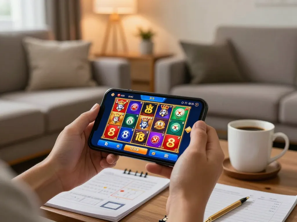 Engaging gameplay on a king 88 mobile app in a cozy home setting.