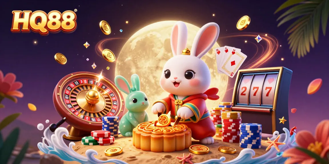 Experience the magic of HQ88 as the moon rabbit reveals poker chips inside golden mooncakes.