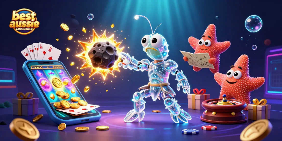 Experience the excitement of the best aussie online casinos with a colorful illustration featuring vibrant gaming elements.