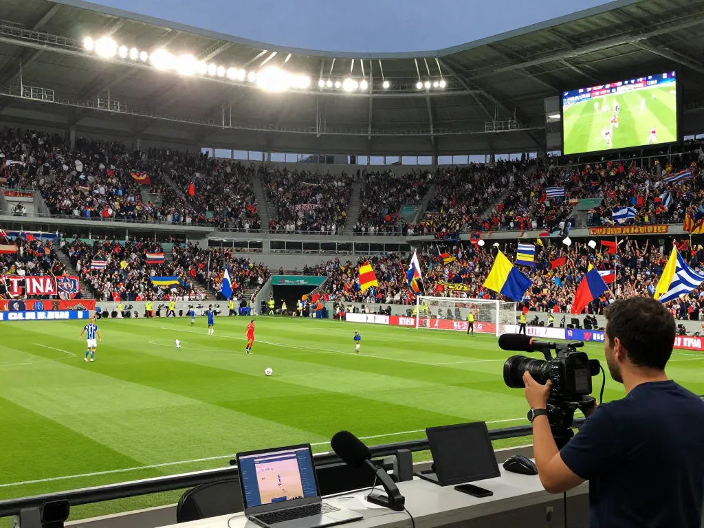 Dynamic scene of a thrilling football match featuring players in action and enthusiastic fans cheering while showcasing the sport's excitement and community.