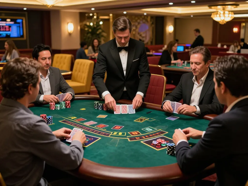 az888 blackjack table with engaged players and chips, capturing casino excitement in action