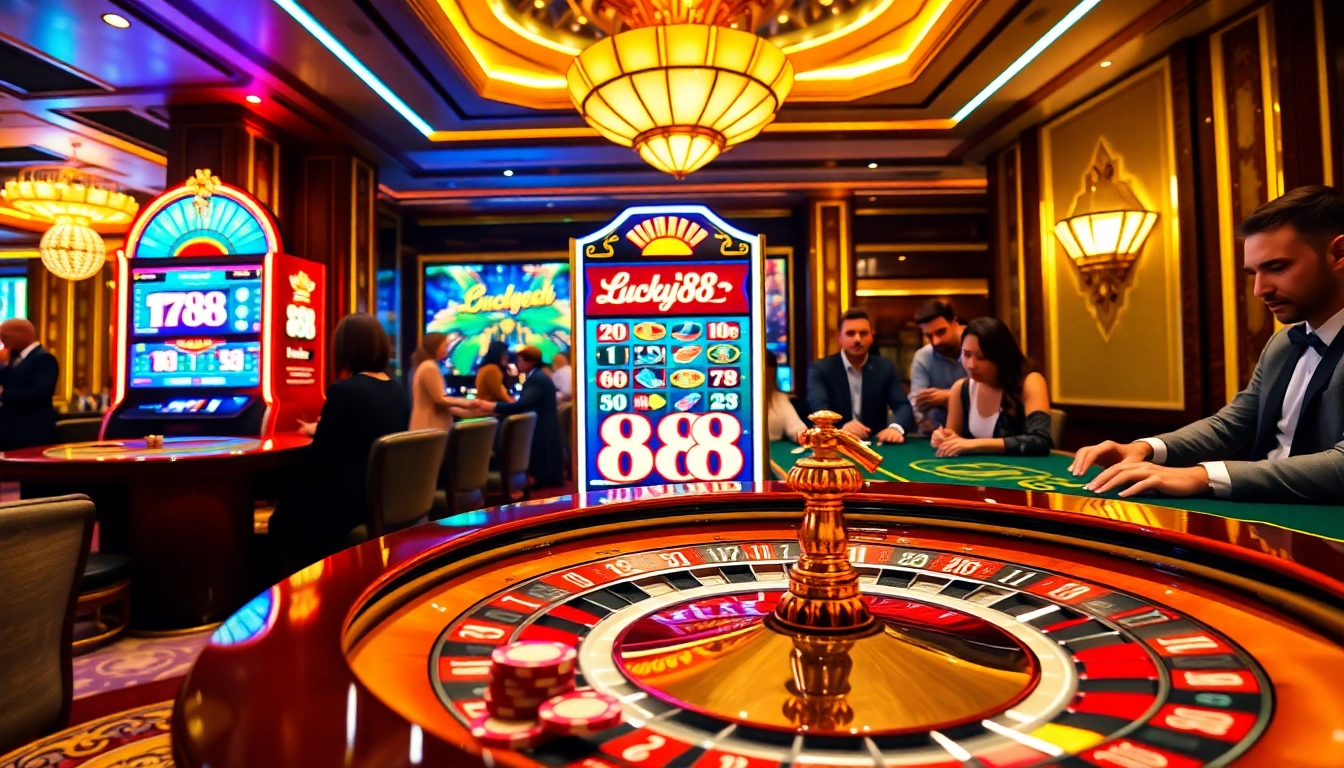 Experience the thrill of gambling at Lucky88 with vibrant slot machines and engaging casino tables.