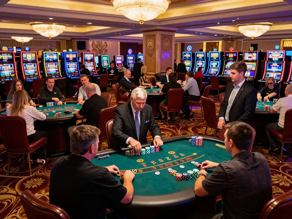 Experience the excitement of blackjack gameplay at 789win casino with players and dealers in action.