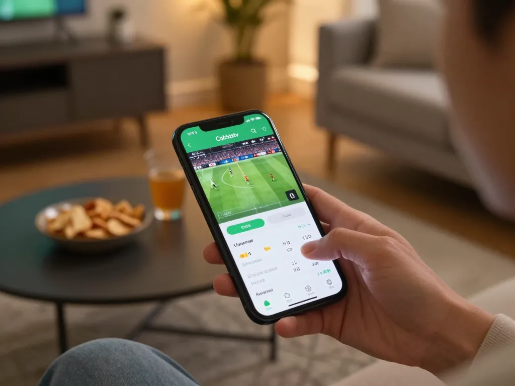Cakhiatv mobile app showing live soccer matches enhancing the home football watching experience