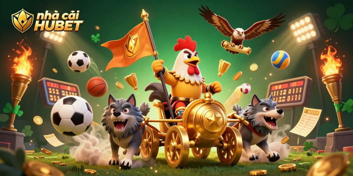 Experience thrilling wagers at nhà cái HUBET with vibrant casino action illustrated in a dynamic 3D scene.