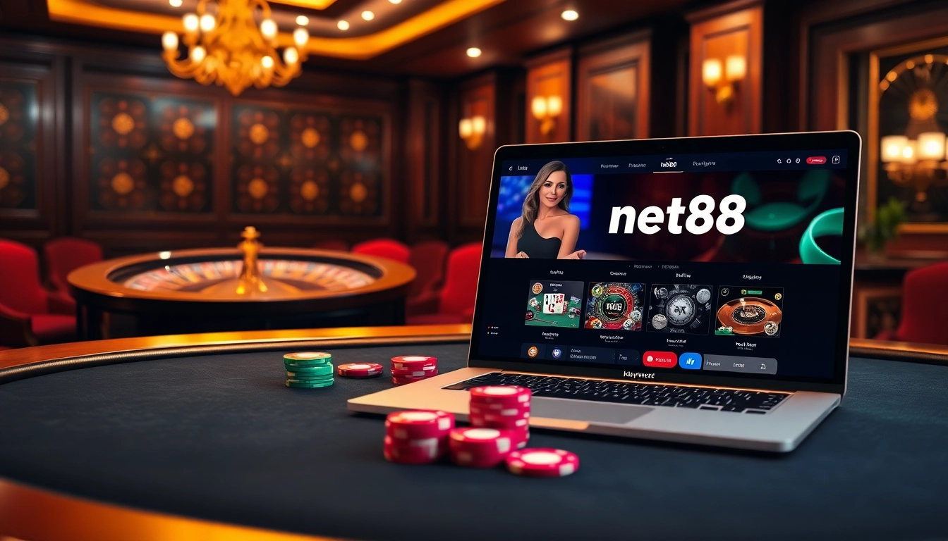 Engage with link net88 on a luxurious online casino platform featuring poker and roulette.