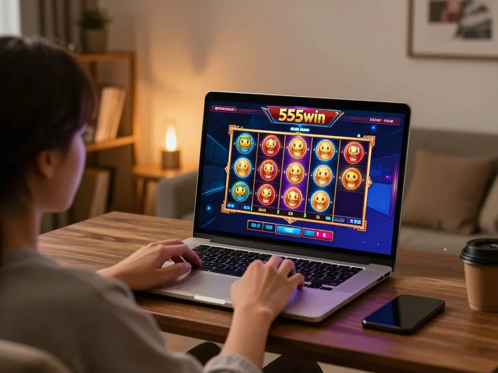 Engaging with the immersive 555win online casino interface during an exciting gaming session.