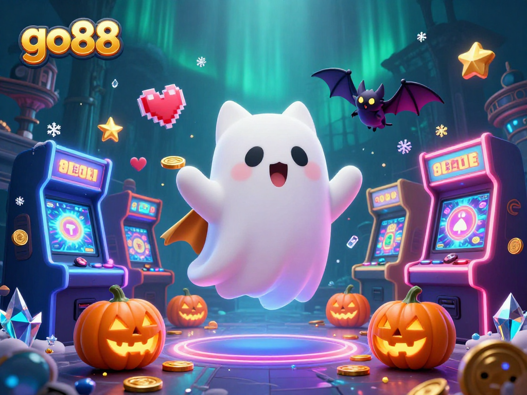 Experience the excitement of go88 at the haunted casino mansion with ghostly figures and glowing symbols.