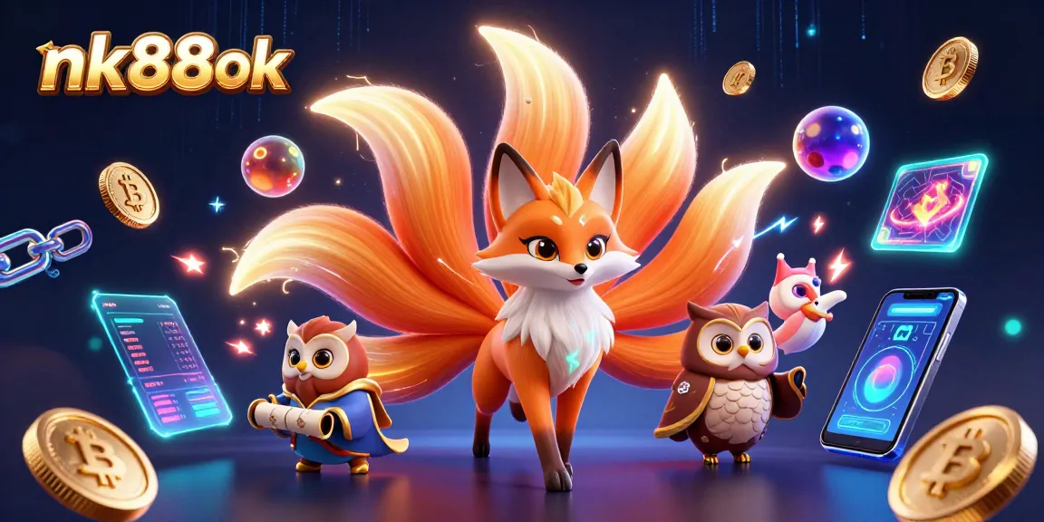 Engage in exciting gaming at nk88ok with vibrant characters and dynamic crypto symbols