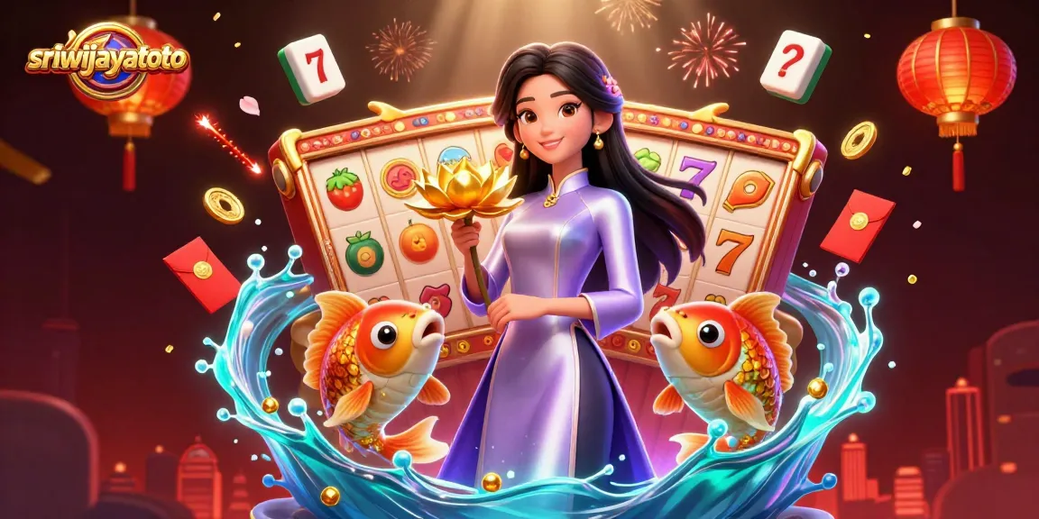 Sriwijayatoto enhances your gaming with colorful slot reels and rich casino elements in vibrant 3D.