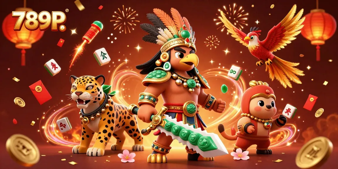 Experience the excitement of 789P with an animated scene filled with gaming elements and festive creatures.