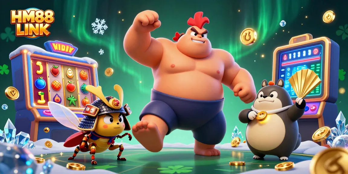 Engage with exciting slots and jackpots in the HM88 LINK promotional illustration.
