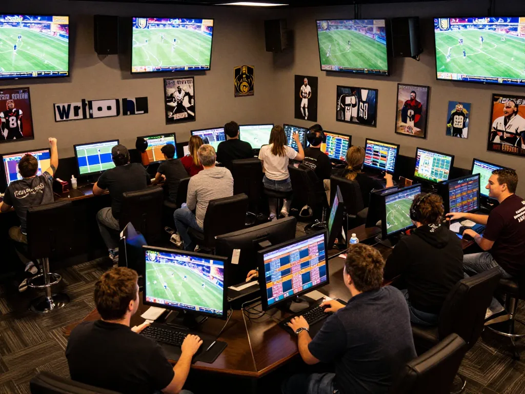 Spectators placing bets in a lively sports lounge showcasing soi kèo nhà cái for strategic wagering.
