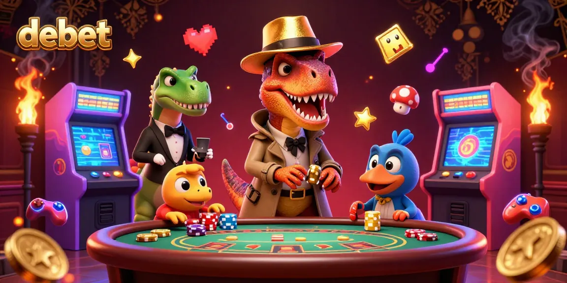 Engage in debet gaming action as a velociraptor steals chips under a suspicious pit boss's watchful eye.