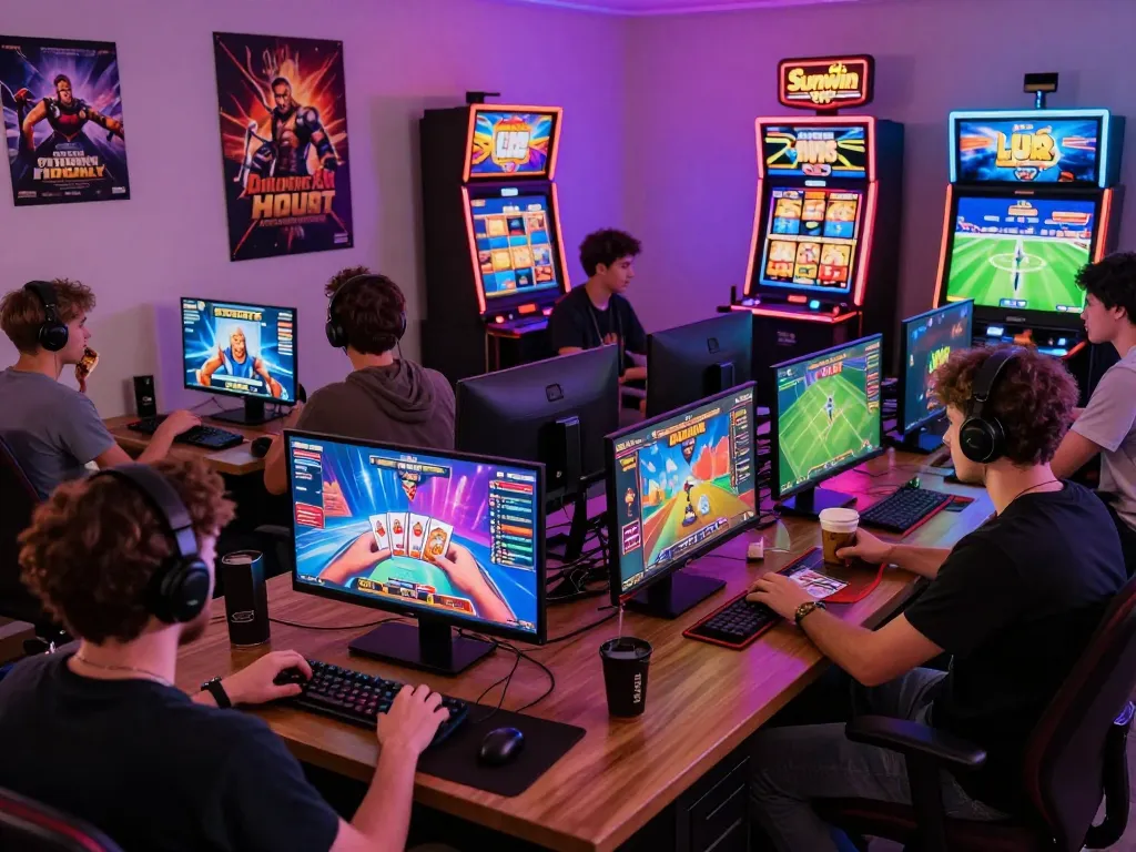 Engaging players enjoying the online gaming experience at Sunwin, illustrating tải sunwin in a vibrant setting.