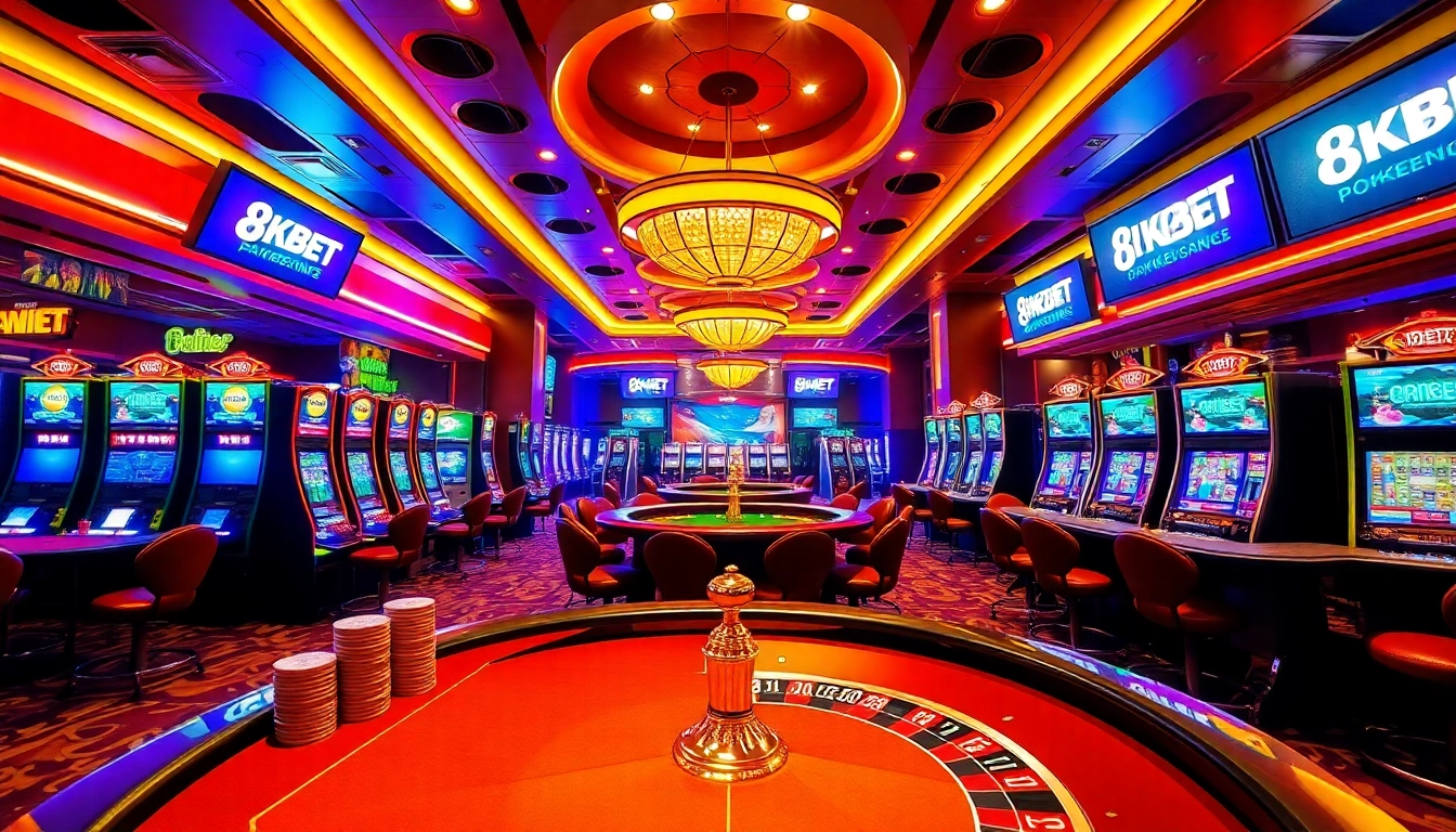 Experience the thrill of live gambling at 8KBET with professional gaming tables and action.