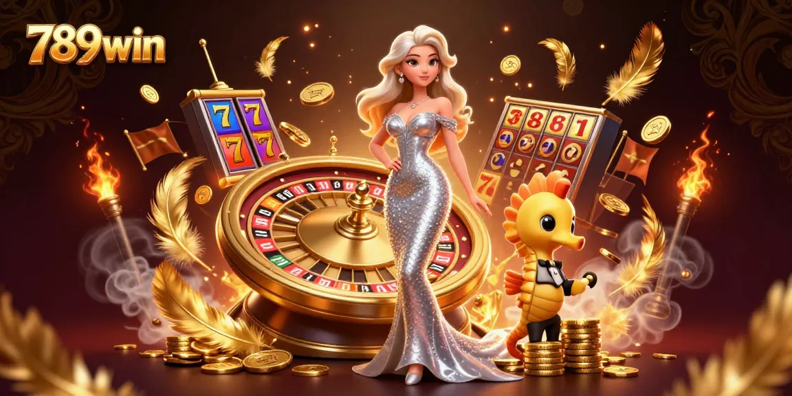 Experience thrilling gameplay at 789win, showcasing a stunning mermaid next to a golden roulette wheel amidst vibrant casino elements.