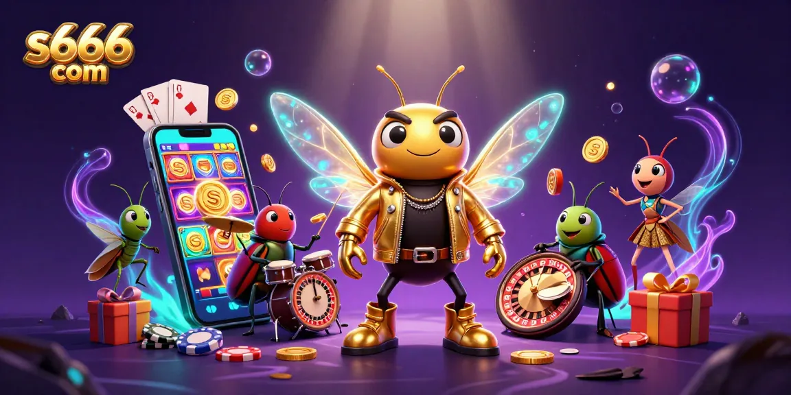 Experience exciting wins at s666 com with a vibrant casino illustration showcasing animated fun.