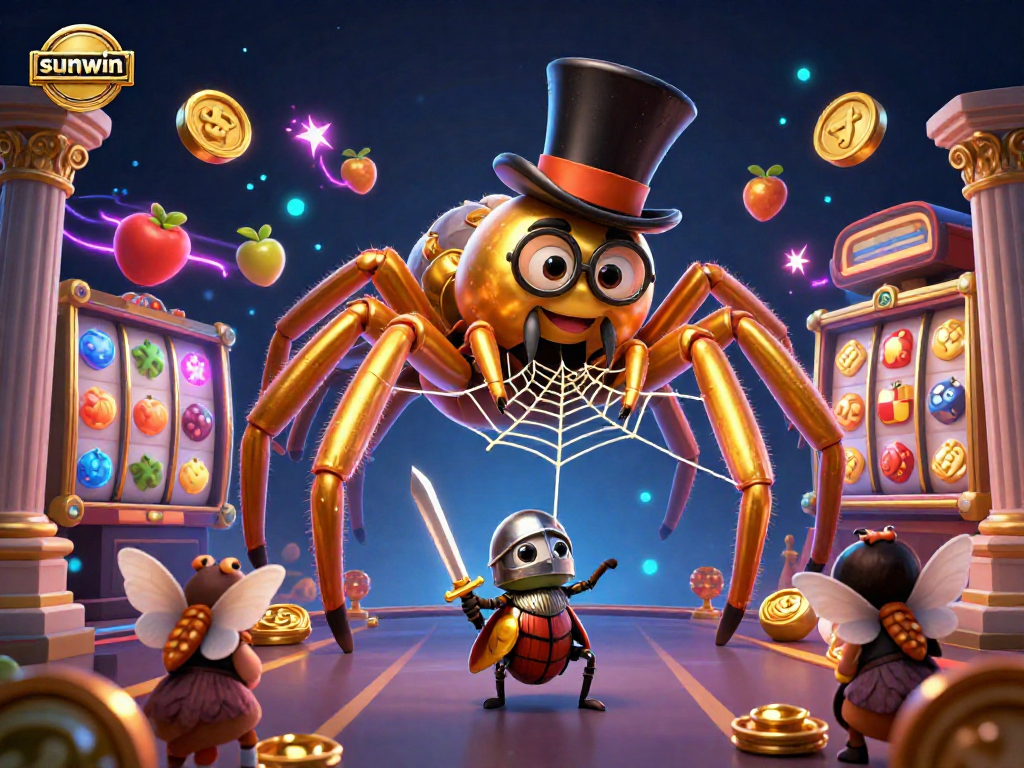 Enjoy thrilling gameplay with Sunwin's jackpot slots, featuring vibrant characters and dynamic casino elements.