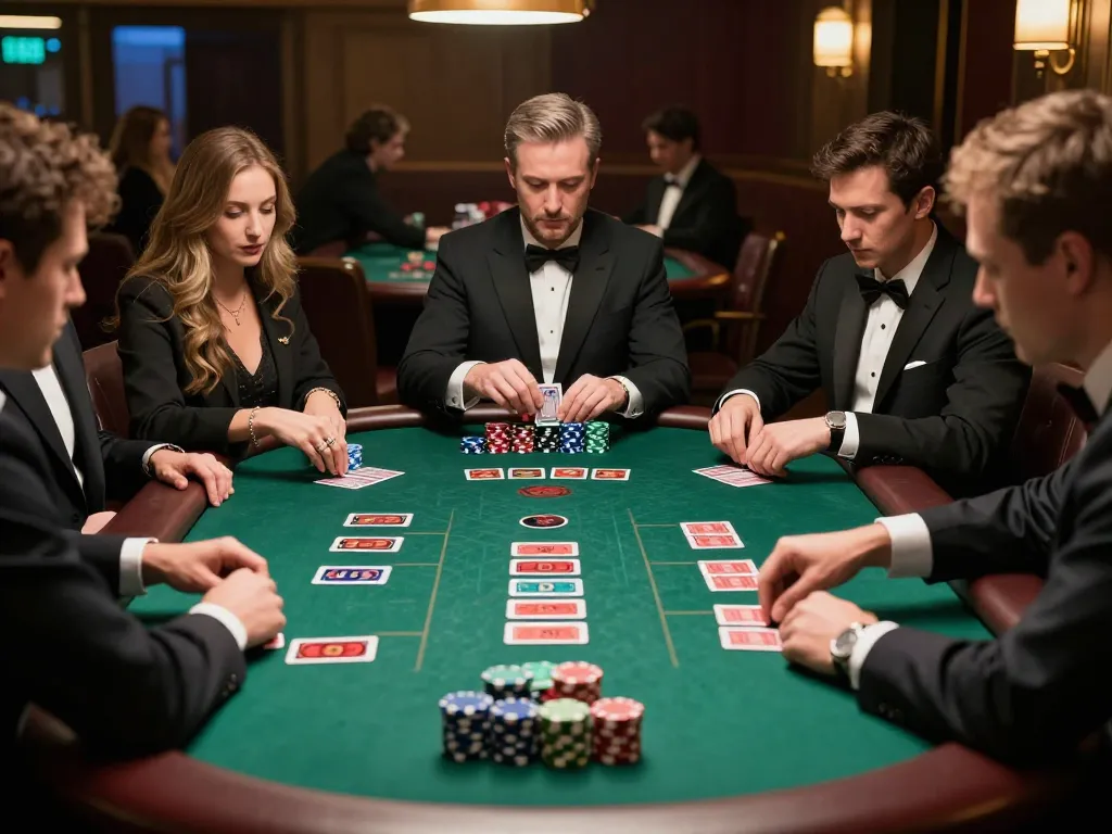 kkwin players enjoying a dynamic blackjack game with focused expressions and vibrant atmosphere.