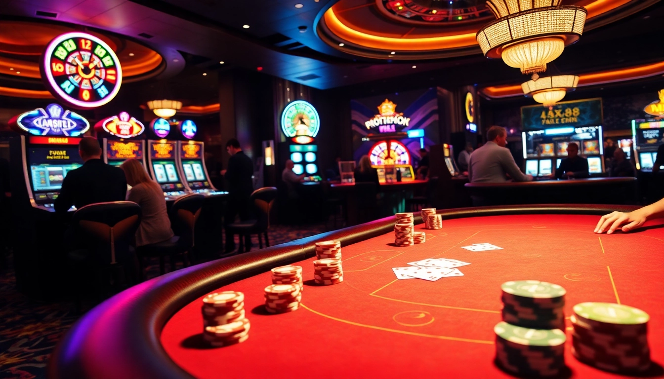 Experience the thrilling atmosphere at AX88 casino with engaged players at a poker table.