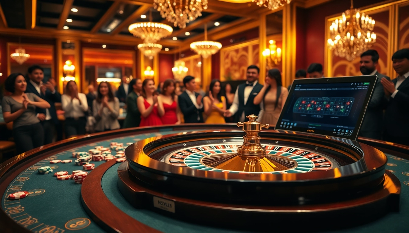 Engaging casino gameplay at https://nohudoithuong.life/ with roulette table, chips, and players enjoying bets.