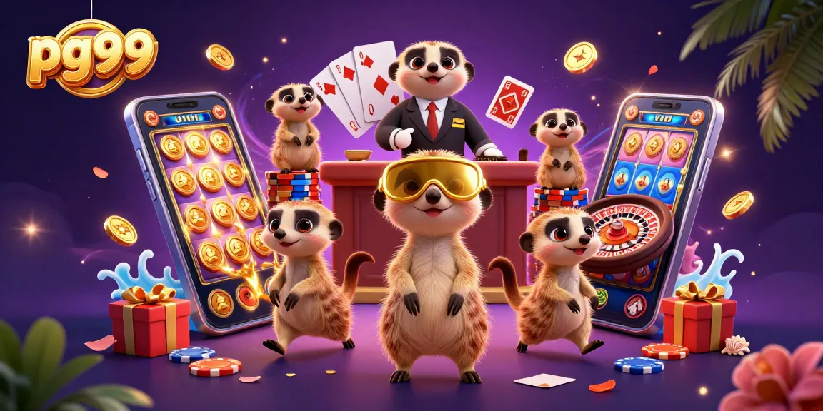 Experience exciting gameplay at pg99 with meerkats running a vibrant casino operation, showcasing dynamic elements.