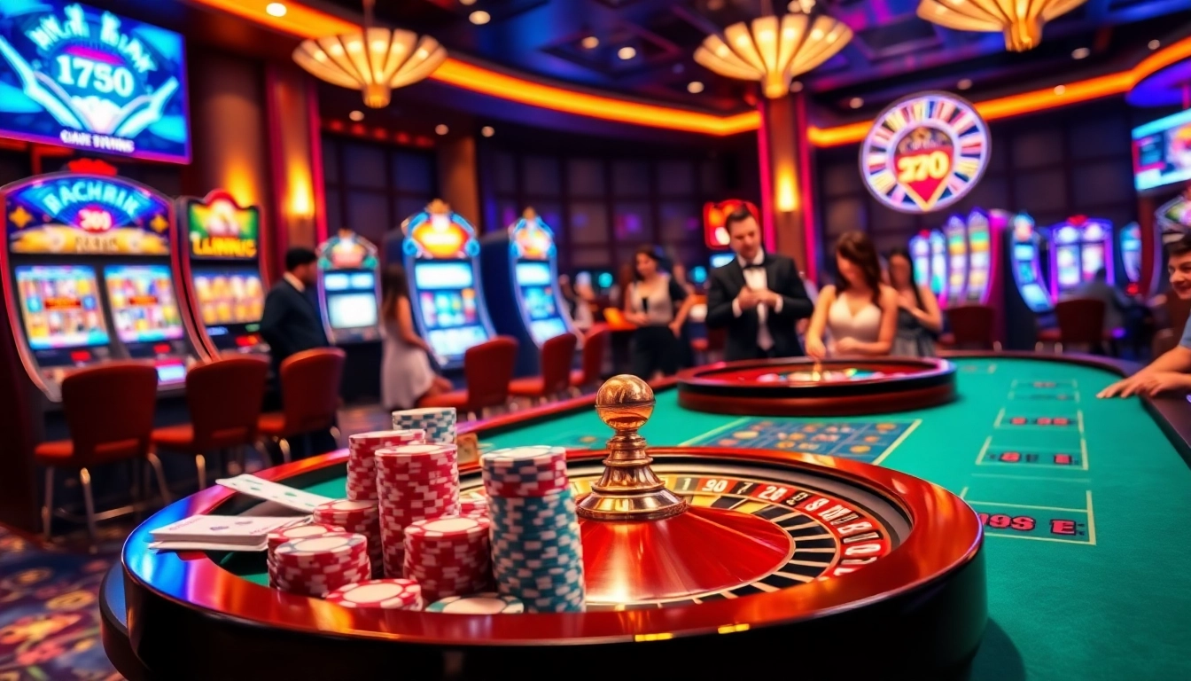 Exciting gambling scene at 789BET showcasing poker chips, cards, and roulette.
