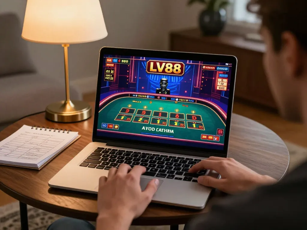 Player engaging in a live dealer game at LV88, displaying keen focus on betting strategy and options.