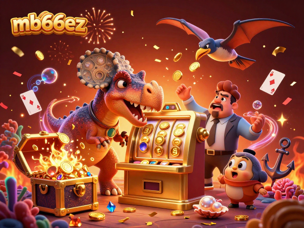Experience the thrill of mb66ez with a cartoon dinosaur jackpot at the casino!