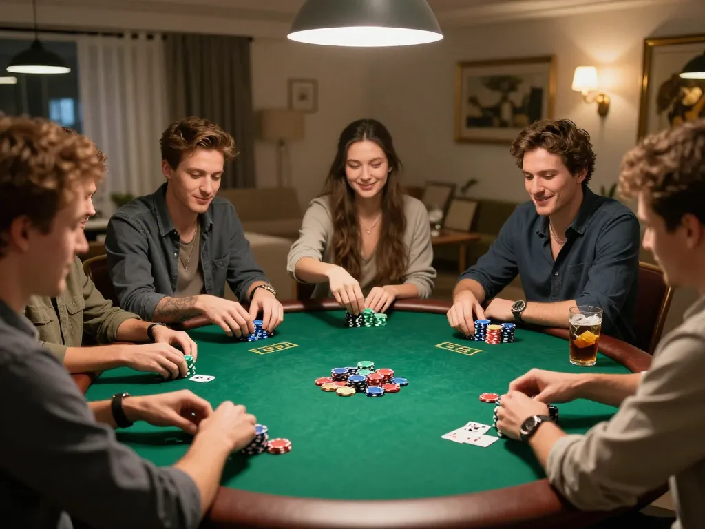 Players engaging in a thrilling poker game at home, showcasing the excitement of TR88.
