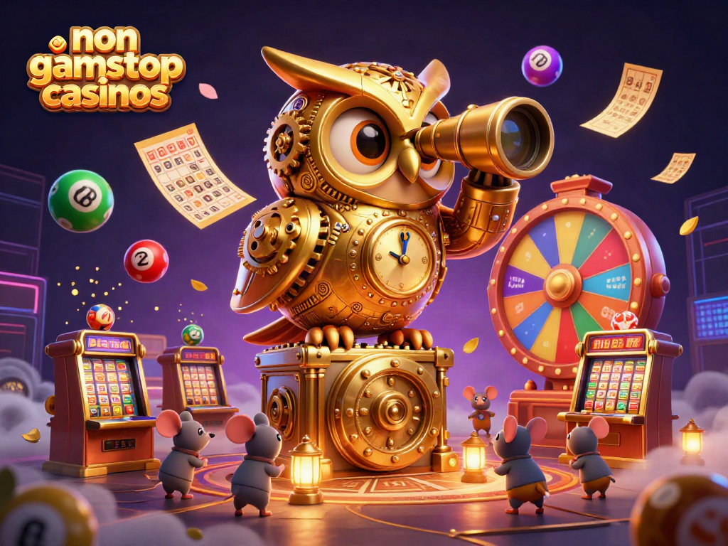Engage with non gamstop casinos through a vibrant 3D illustration showcasing a dynamic casino scene.