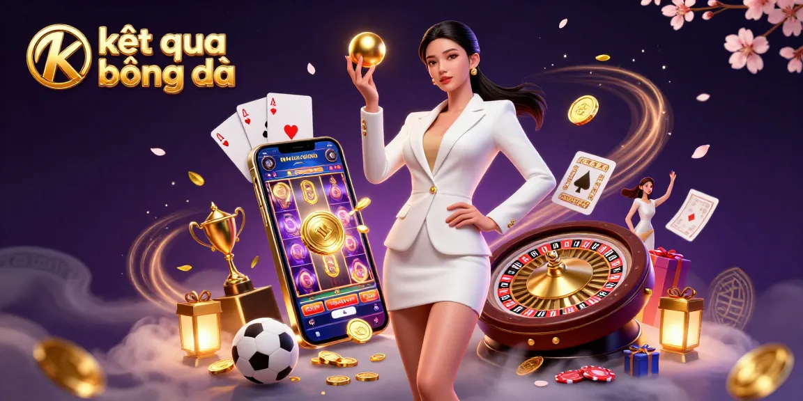 Engage with the exciting kết quả bóng đá sports betting scene featuring a confident woman holding a golden roulette ball amidst dynamic gaming elements.