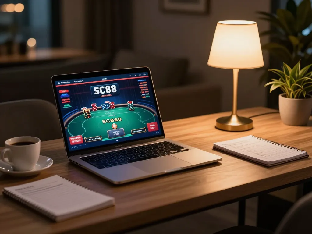 Engaging gameplay on SC88 poker interface during cozy online gaming session