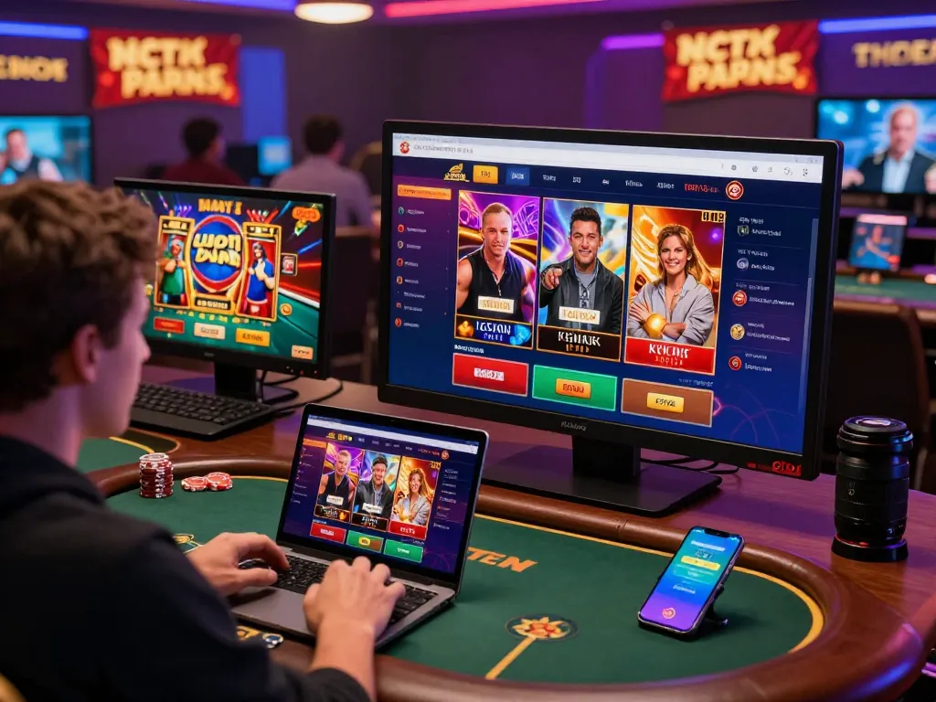 33 win online gambling platform with users engaged in various games, showcasing excitement and vibrant interface.