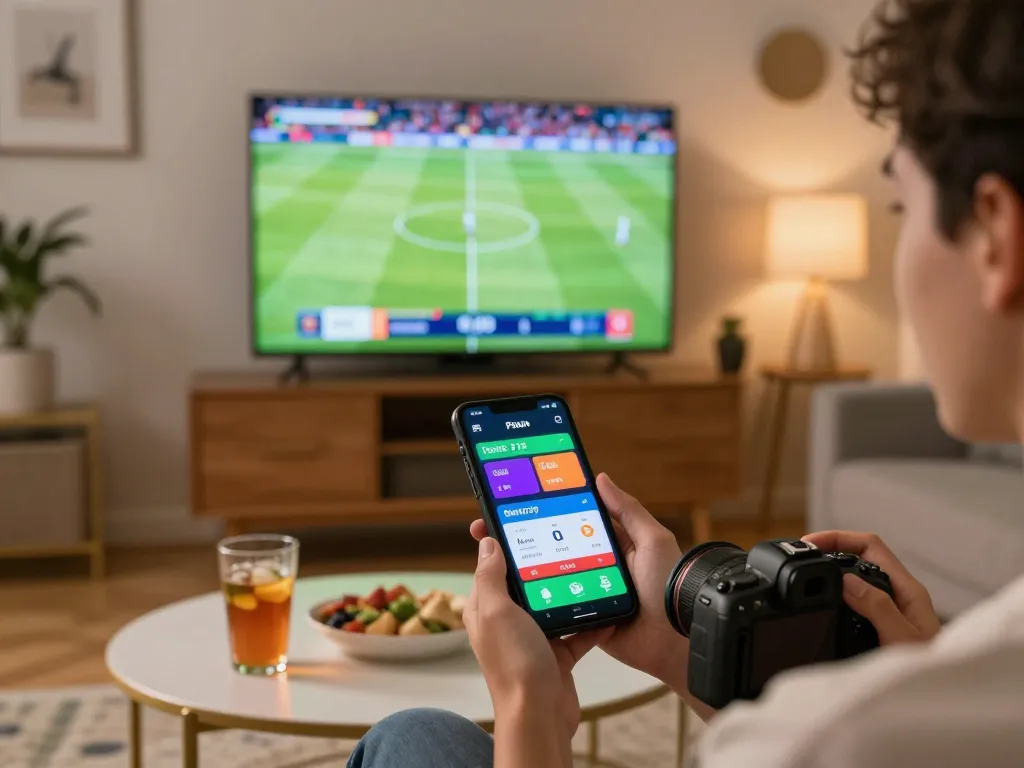 Engaging in live sports betting on the PH22 app during a lively football match.