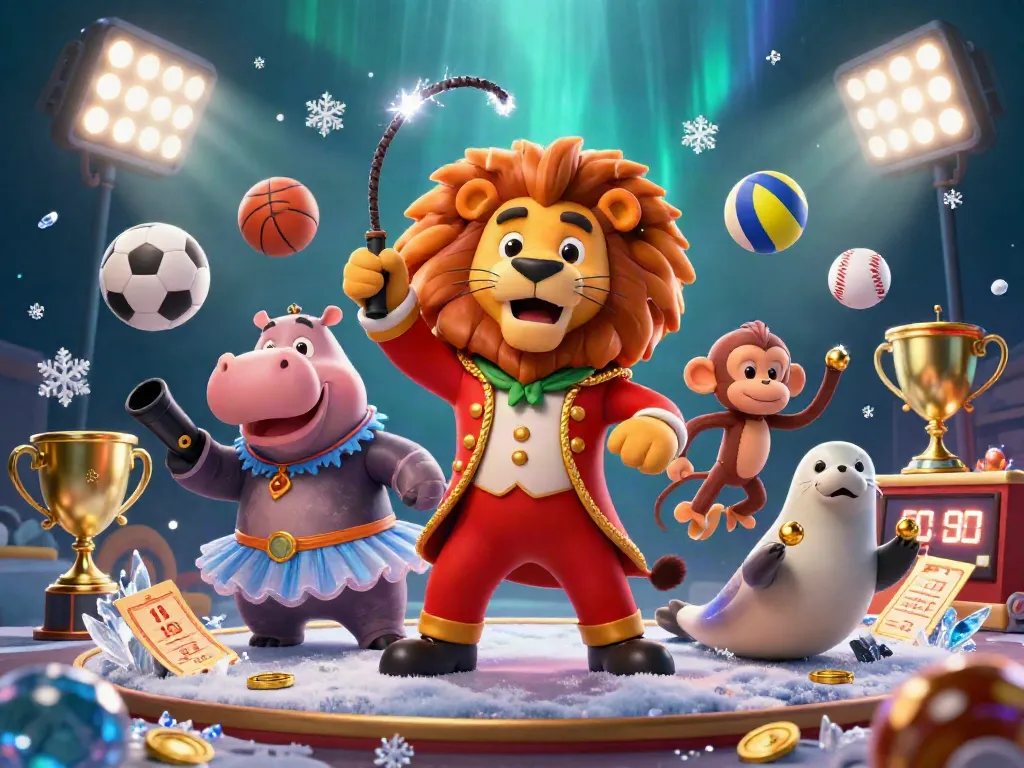 KUWIN features a whimsical 3D circus theme illustrating an exciting gambling atmosphere with dynamic characters and gaming elements.