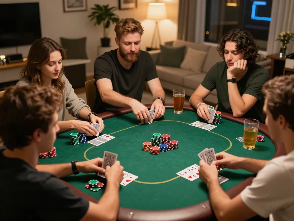 Engaged players at a du88 poker night, showcasing competitive spirit and excitement.