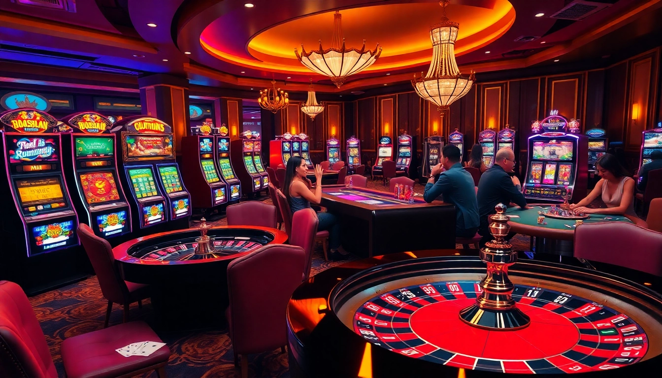 Experience thrilling gameplay with vibrant machines at https://tg88-vn.jpn.com/ casino, showcasing poker tables and roulette excitement.