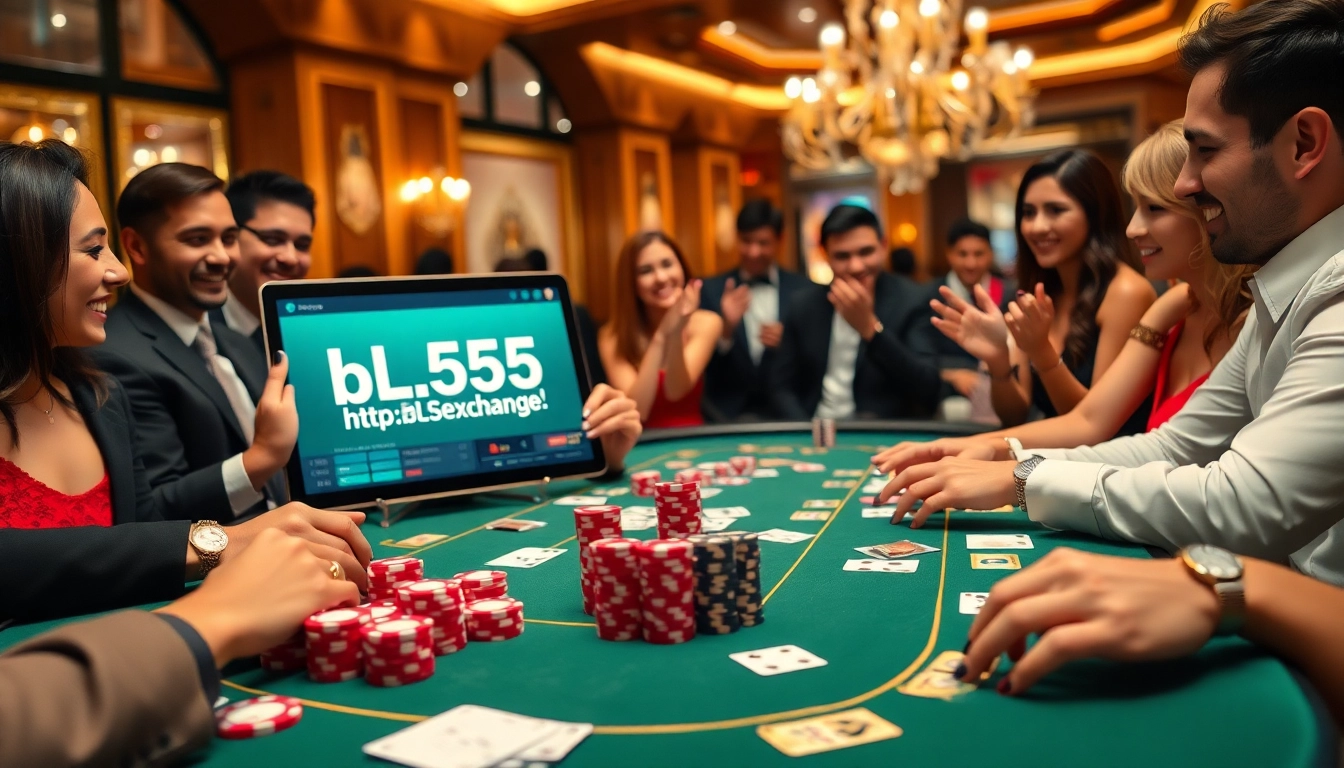 Experience the thrill of online gambling at https://bl555.exchange/ with sophisticated gaming action at a luxurious casino table.