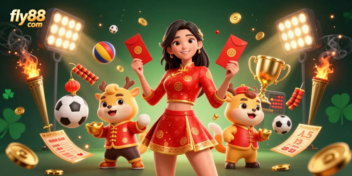 Exciting action at fly88 com with vibrant characters and dynamic gaming elements for a festive casino scene.
