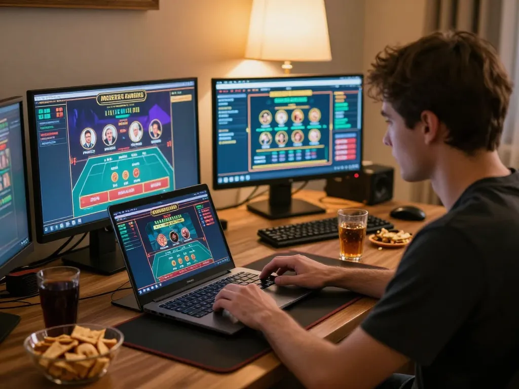 Enjoying live dealer games on a laptop at home with 68gamebaivn interface