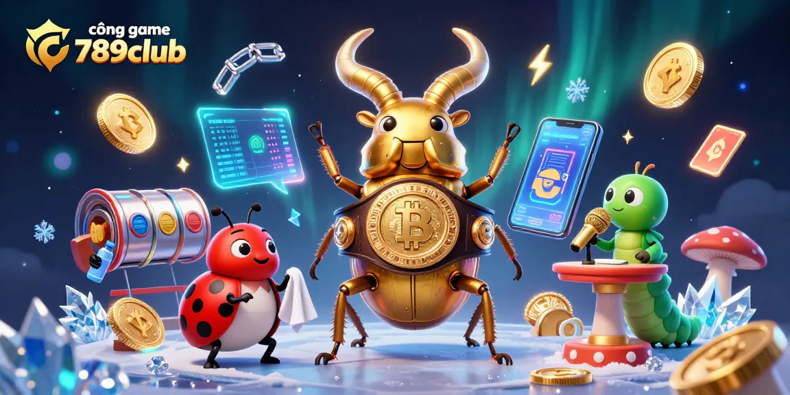 Engage with cổng game 789club featuring thrilling slot reels, a vibrant atmosphere, and energetic characters.