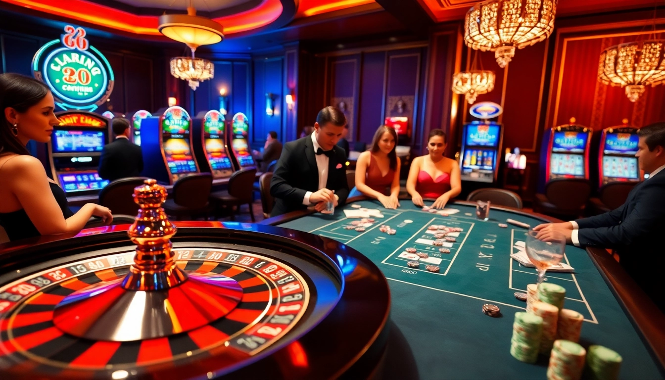 Experience the thrill of km1888b with players enjoying vibrant casino games, roulette, and poker.