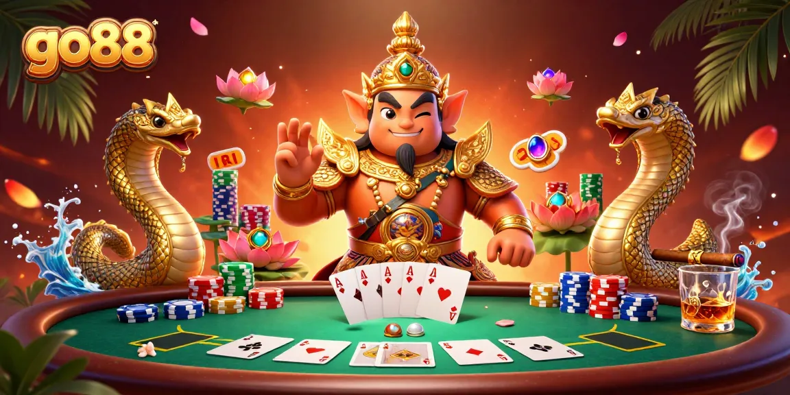 Experience the excitement of go88 with vibrant casino action featuring poker chips, colorful characters, and dynamic gameplay.